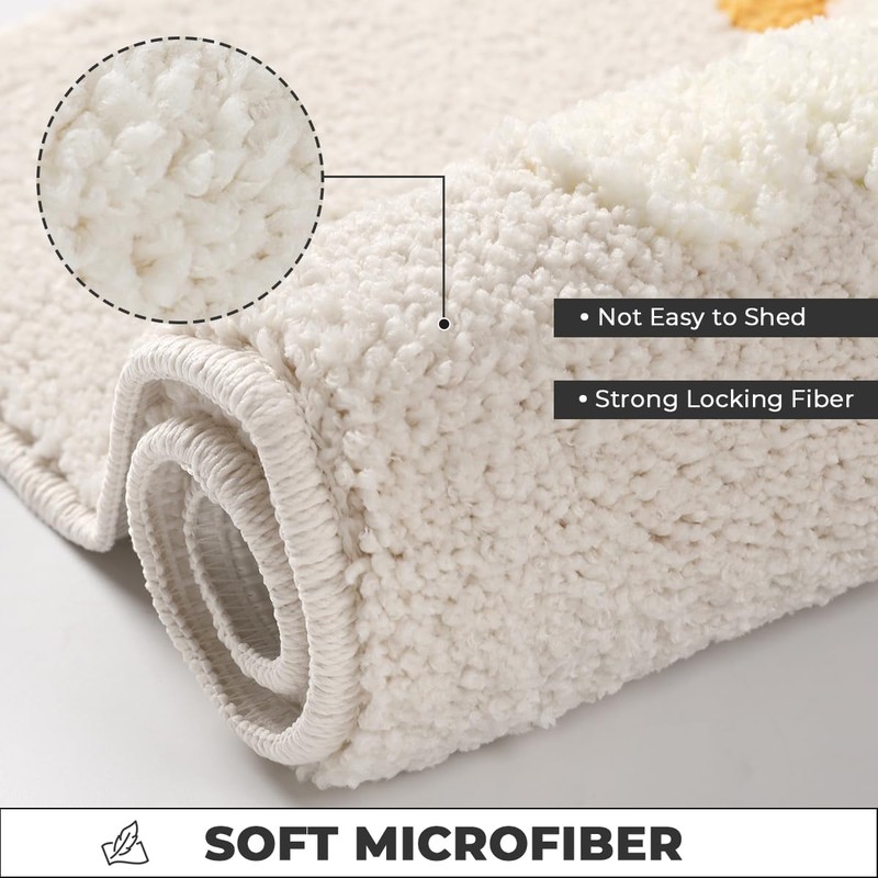 Loismood Cute Floral Bath Mat Super Absorbent Non-Slip Bath Mat