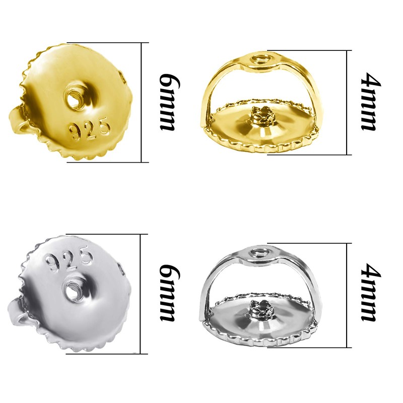 TOAOB 16pcs Earring Backs Threaded Screw Gold Tone and Silver