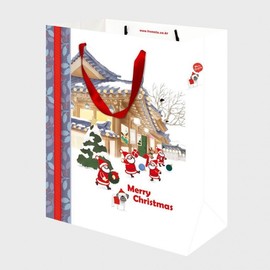 Christmas Hanok Santa Shopping Bags - 10-Piece Set for Holiday Gifts, Party Favors, & Decor 10 Pcs