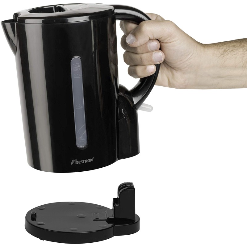 Bestron Wasserkocher mit Kochstopp-Automatik, 1,7 Liter, 2200 Watt, Schwarz