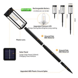 NEWMESSI Solar Pathway Lights Outdoor, 6 Pack Solar Garden Lights Waterproof Bright LED Path Lights Solar Powered for Outside Yard Patio Lawn Walkway Driveway Decor Landscape Lighting (Cold White)