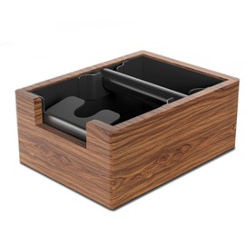 EASGIU Espresso Knock Box, Coffee Knock Box with Durable Knock Bar and Non-Slip Base, Knock Box for Machine Accessories (Wooden Base)