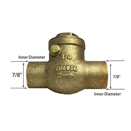 Libra Supply 3/4 inch Brass Swing Check Valve All Sweat, CxC, (Click in for more size options), 3/4-inch, 3/4'' Swing Check Valve