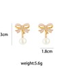 Faux Imitation Pearl Pink Bowknot Dangle Drop Earring Stud