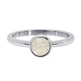 Quiges Stainless Steel Silver with Beige Shell Filling Ring 2 mm Height for Stacking Rings, Shell