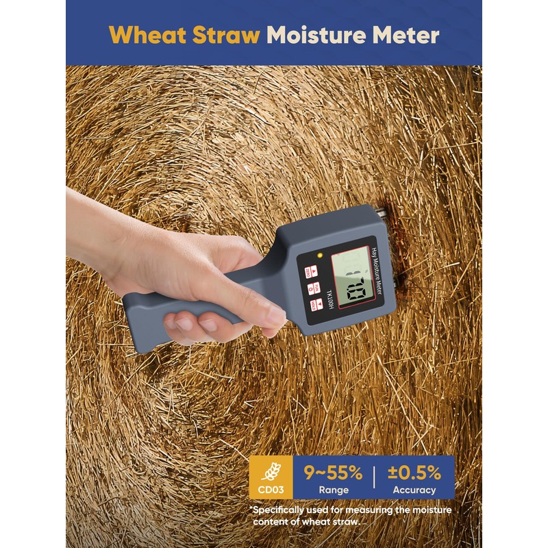 Hay Moisture Tester with Probe Accurate Moisture & Temperature Detection,