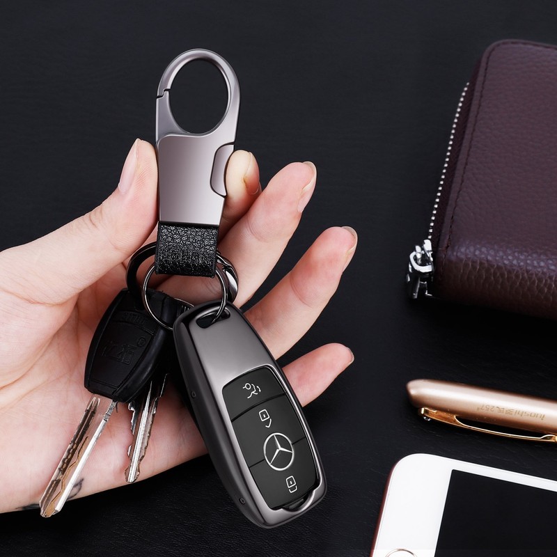 Leather Car Keyring (with 2 Extra Rings) for Men and