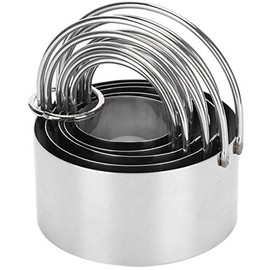 AUNMAS Cortadores de Galletas, 5 uds Redondos Moldes de Acero Inoxidable Cortador para Sándwiches para Repostería Pastel Cookie Fondant