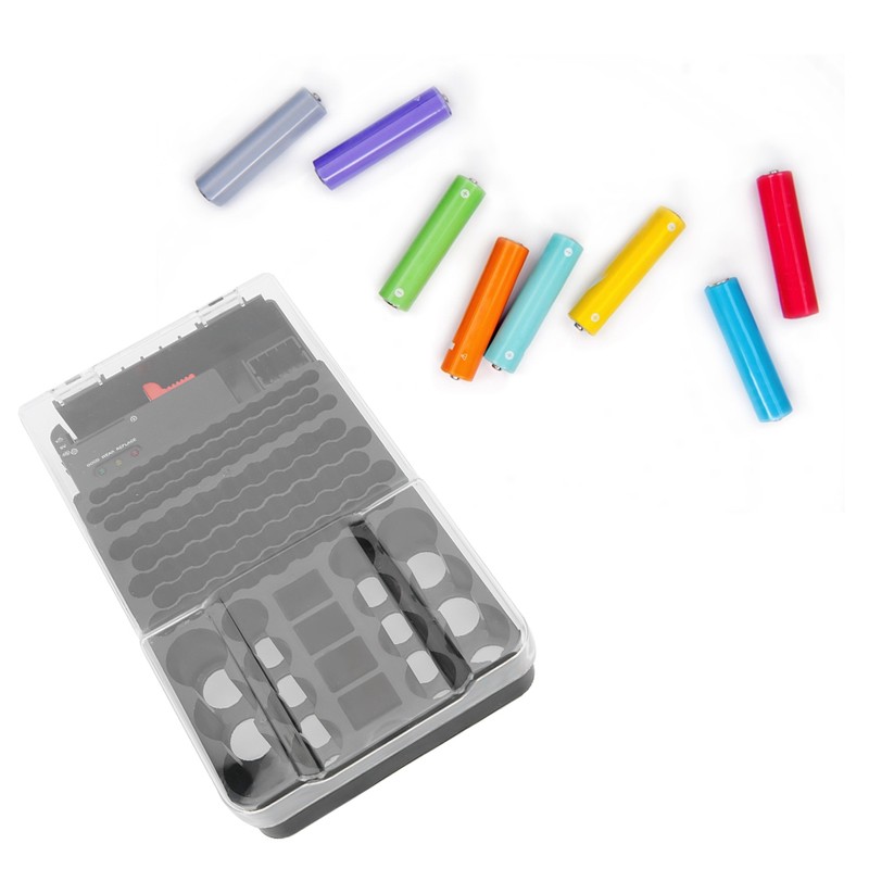 Multi Functional 104 Grids 3 Lights Battery Storage Case Organizer