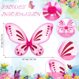 Foaincore 12 Pcs Fairy Butterfly Wings for Girls kids and 12 Pcs Princess Wand for Sparkly Fairy Costumes Cosplay Party Accessories