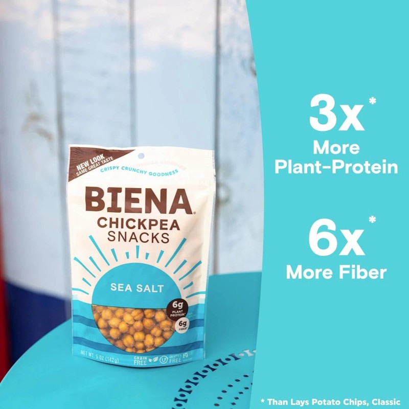 BIENA Sea Salt Roasted Chickpeas Snack Pack 10 Pack Vegan