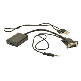 VGA Input to HDMI Output Adapter, 1080P Converter with Audio From VGA of Computer/Laptop to HDMI of TV/Monitor