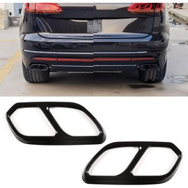 GFYWZ Exhaust Trim for VW Touareg CR7 2018 2019 2020 Stainless Steel 2 Pieces Black Car Rear Left Right Exhaust Trim Tailpipe Trim Car Tail Piece Neck Exhaust Pipe