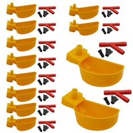 12Pcs Quail Water Cups Pigeon Automatic Bird Waterer for Cage Hang Drinker Breeding Poultry Drinking Bowls(Yellow)