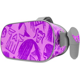 Decal Style Skin Wrap Compatible with Oculus Go Headset - Skull Sketches Purple (Oculus NOT Included)