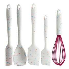 Trudeau White Confetti 5pc Silicone Spatula, Spoonula & Whisk Set
