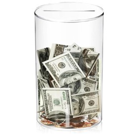 Clear Acrylic Piggy Bank for Adults/Kids, Unopenable Money Box for Cash Coin Saving, Must Break to Open, Transparent Decor Decorative - Color: Small