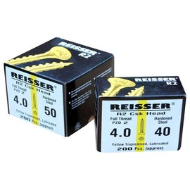 Reisser 9200S220350354 R2 Professional Pozidriv Countersunk Full Threaded Woodscrew 200-Pieces Craft Pack, 3.5 mm Diameter x 35 mm Length, Yellow