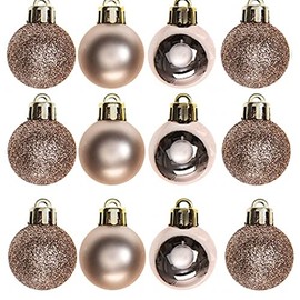 30mm/24Pcs Christmas Baubles Shatterproof Rose Gold, Christmas Tree Decorations Ball Ornaments Balls Xmas Hanging Decorations Holiday Decor - Shiny,Matte,Glitter