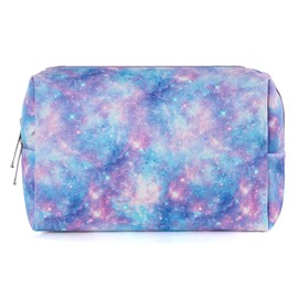 Vipdeal Makeup Bag For Girls, Travel Cosmetic Bag For Teens Girls Kids Cute Small Makeup Bag for Purse Waterproof Zipper Pouch, Galaxy Purple