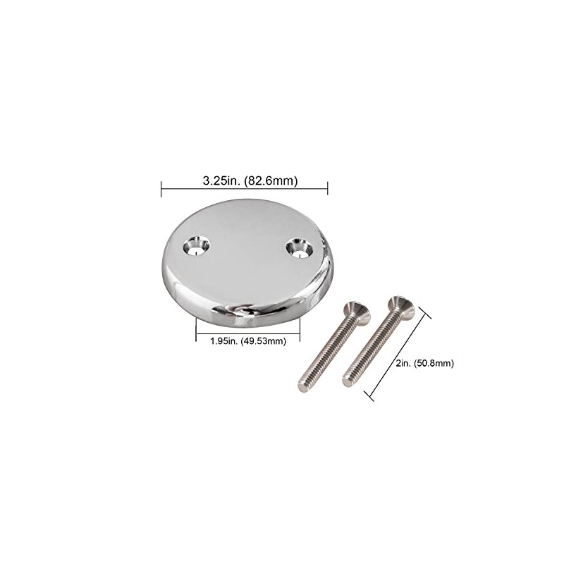 Dual Hole Bathtub Drain Overflow Plate with Two Matching Screws,