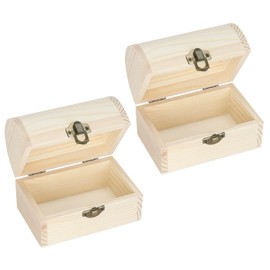 BAOPEND 2 Pcs Unfinished Wooden Treasure Box for DIY Crafts (2*Large)