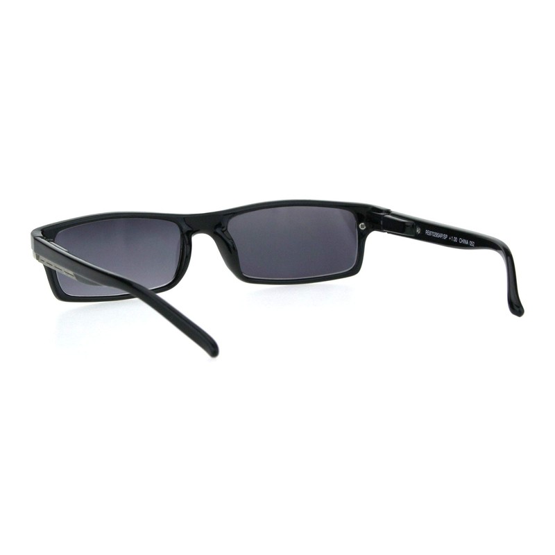 SA106 Mens Narrow Rectangular Plastic Powered Reader Lens Reading Sunglasses