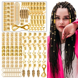Pack of 90 Dreadlocks Jewellery, Viking Hair Accessories, Gold, Metal Braids Jewellery, Adjustable Hair Beads for Braids, Hair Accessories, Hair Rings Cuffs for Men, Women, Girls, Boys, Braids