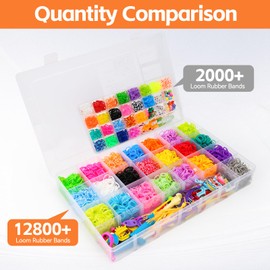 Loom Bands Set for Children, 12800+ Colourful Rubber Bands DIY Loom Bands Box with Accessories (Beads, Pendants, Charms, Y Loom, S-Clips, Tassels and Crochet Hooks) for Bracelets, Gift for Boys and