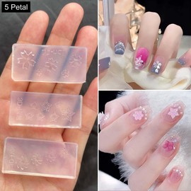 Cotsdan 3 Pcs 3D Flower Nail Art Silicone Molds Mini Floral Plant UV Resin Molds Daisy Casting Molds DIY 5 Petal Crystal Nail Tools Handmade Craft Template Carving Molds Nail Décor Women Nail Supplies