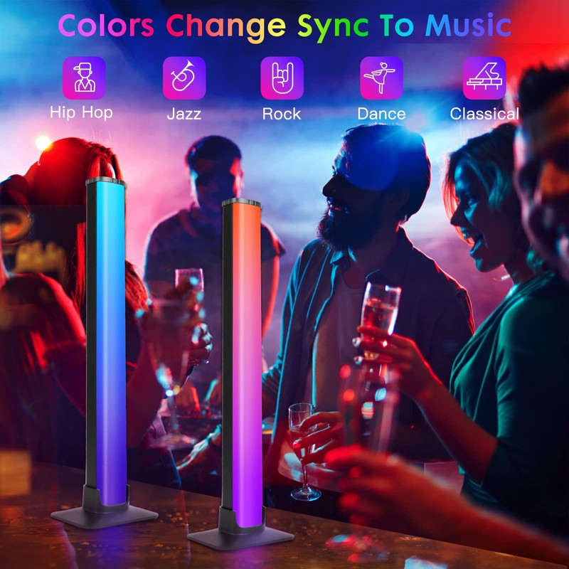 LED Light Bar, 2 Pieces, Smart RGB Lamp, Dimmable Ambient