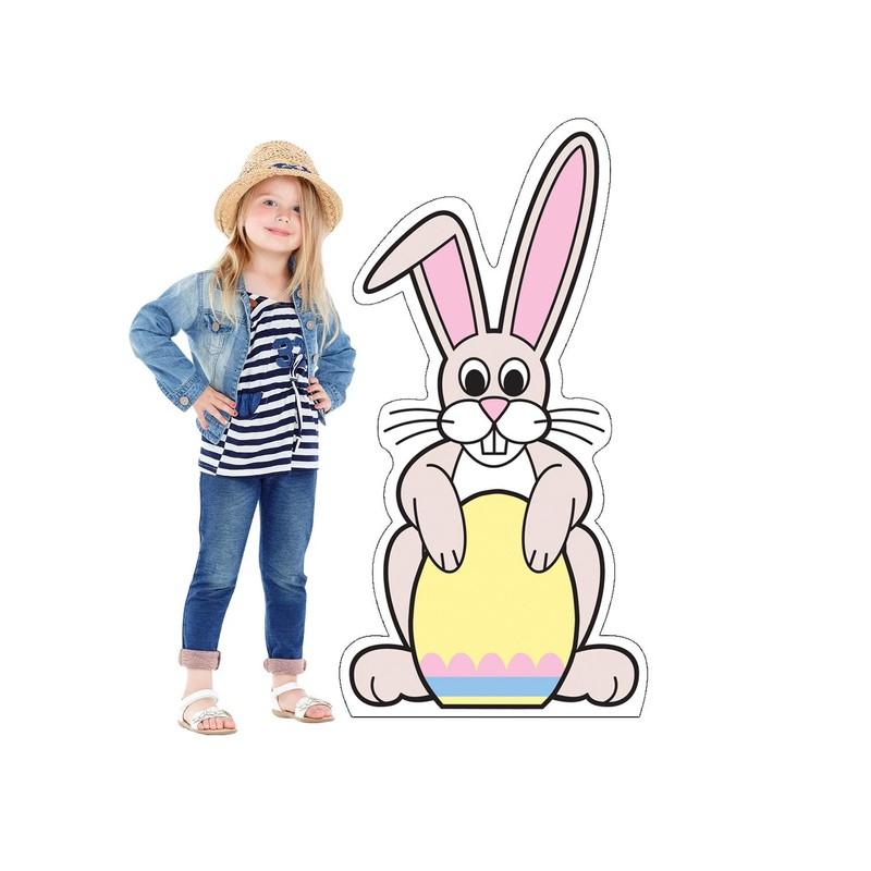 Advanced Graphics Easter Bunny with Egg Sign Board Life Size