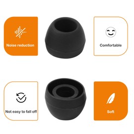 uxcell 50 Pcs Soft Silicone Replacement Earbud Tips, Portable 10 x 8mm Ear Tips for Earphone Headsets Accessories, Earbuds Covers with 5mm Inner Hole for Fit Most in-Ear Earbuds, Black
