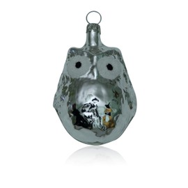 Lauschaer Glas Christbaumschmuck kleine Eule Silber 3 Stück Christbaumschmuck Weihnachtsschmuck mundgeblasen,handdekoriert