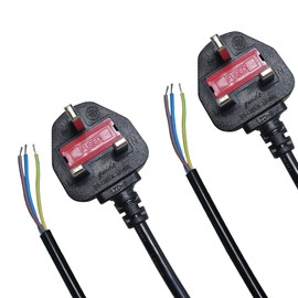 Wirafix 2 Pack 13 Amp Plug UK, Universal 3 Core Electrical Cable with 13A Fused, Compliant with BS-1363 Standard, 1.5 Metre (4.9ft) UK Plug Power Cord Compatible with Various Electrical Equipment