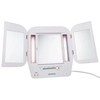 JERDON Modern Tri-Fold Makeup Mirror with Lights - Vanity Mirror