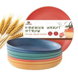Kl Kaloo 8 PCS Unbreakable Wheat Straw Dinner Plates Set, 7.7 Inch, Reusable, 4 Colors