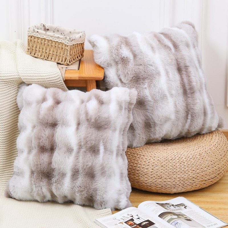 Madizz Pack of 2 Thick Plush Wool Throw Pillow Covers