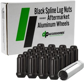 DPAccessories Lug Nuts Compatible with 2017-2024 Jaguar F-Pace - with Aluminum Aftermarket Wheels - Black Lug Nuts - Aftermarket Wheel Lug Nuts - Spline Lug Nut Set - DJAFPC01A-BK/1