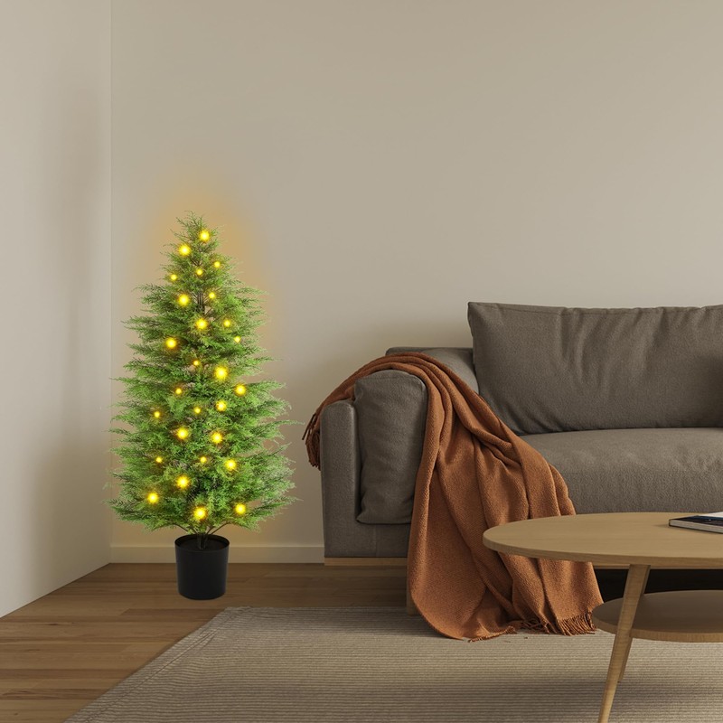 SEVENLOVE 96" Artificial Cedar Topiary Tree One Set, 8FT SEVENLOVE