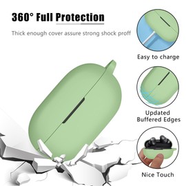 Zuianrll for Beats Solo Buds 2024 Case Cover, Premium Soft Silicone Full Protective Case with Bling Five Leaf Keychain & Cleaner Kit for Women Girls (Cactus Green)