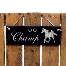 Slate Stable Sign Engraved Arabian Horse Name Box Sign 22 x 8 cm