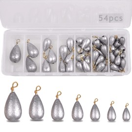Fishing Weights Sinkers Kit Bass Bell Sinkers, 54pcs Assorted Casting Weight Sinker Saltwater Fishing Weights Assortment Tackle Box Size 1/8oz-1oz