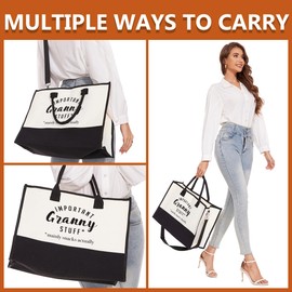 Granny Gifts Grandma Gifts Granny Appreciation Tote Bag & Makeup Bag Grandmother Gifts from Granddaughter Cosmetic Bag Presents for Grandma Women Oma Canvas Bag for Birthday Retirement Mothers Day