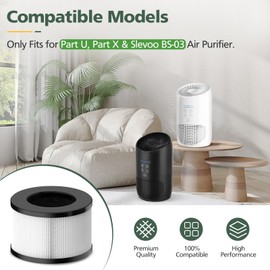 BS-03 HEPA Replacement Filter Compatible with PARTU and Slevoo BS-03 HEPA Air Purifier with 3-in-1 Filtration System, 2 Pack