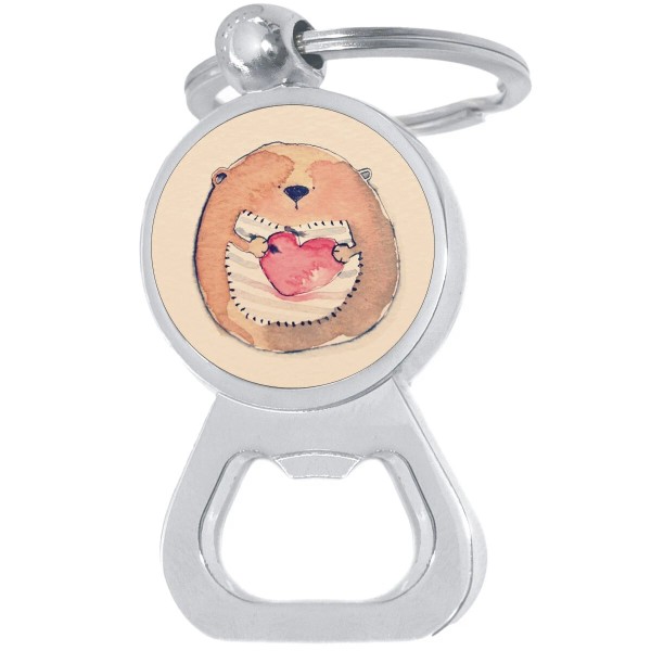 NewCharms Bear Heart Bottle Opener Keychain - Metal Beer Bar