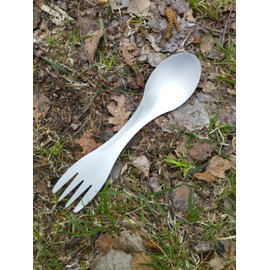 Spork Silver Titanium Outdoor Spork Cutlery Fork Spoon with Nylon Bag