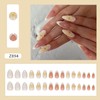French Tip Press On Nails, Almond Shape with 3D Flower