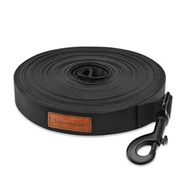 Looxmeer Recall Lead For Dogs, Robust Training Lead with Storage Bag, Hand Strap and D Ring Lobster Clasp, 3 m / 5 m / 10 m / 15 m / 20 m / 25 m / 30 m, Black and Neon Yellow