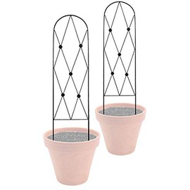 American GardenWorks Button Pot Trellises, Black, 46.5" H, Pack of 2 – Durable Steel Trellises for Climbing Plants, Indoor & Outdoor Use – Decorative Support for Potted Plants